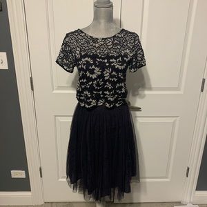 French Connection Tulle Skirt & Lace Crop Top Set